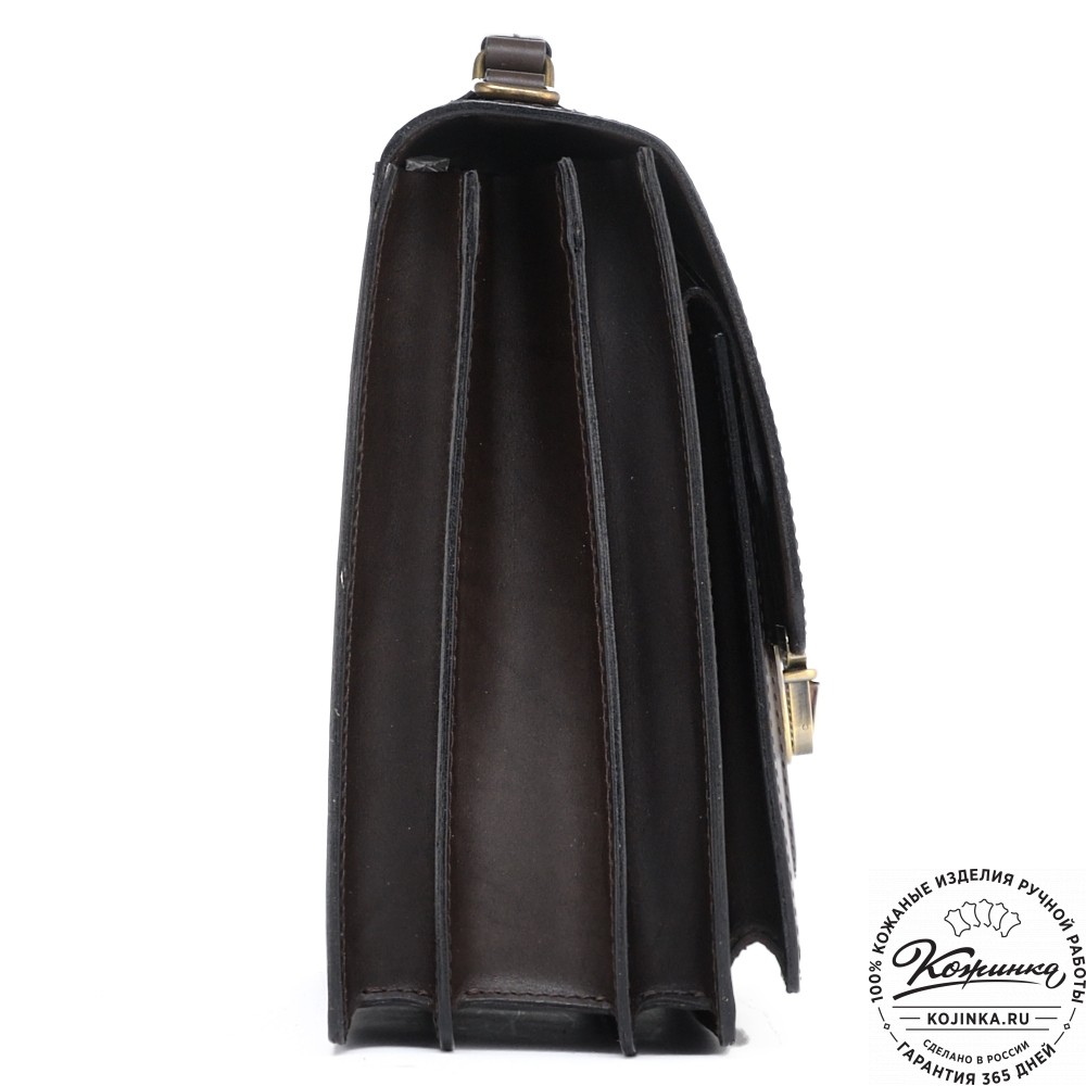 Мужской кожаный портфель "Престиж" (тёмно-коричневый)